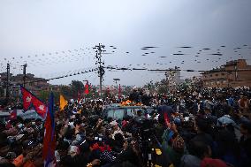 Pro-monarchists Hit The Street Of Nepal In Welcome Of Former King Gyanendra Bir Bikram Shah