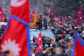 Pro-monarchists Hit The Street Of Nepal In Welcome Of Former King Gyanendra Bir Bikram Shah