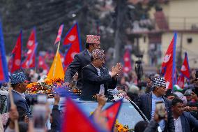 Pro-monarchists Hit The Street Of Nepal In Welcome Of Former King Gyanendra Bir Bikram Shah