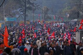 Pro-monarchists Hit The Street Of Nepal In Welcome Of Former King Gyanendra Bir Bikram Shah