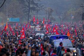 Pro-monarchists Hit The Street Of Nepal In Welcome Of Former King Gyanendra Bir Bikram Shah