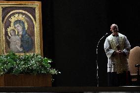 Religion: Cardinal Michael Czerny, leads the Rosary for the Pope's health in St. Peter's Square on March 8, 2025