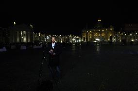 Religion: Cardinal Michael Czerny, leads the Rosary for the Pope's health in St. Peter's Square on March 8, 2025