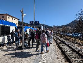 BRB Regional Trains With Day Trippers At Schliersee Station In Bavaria