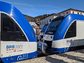 BRB Regional Trains With Day Trippers At Schliersee Station In Bavaria