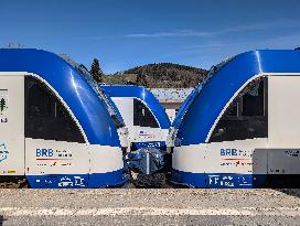 BRB Regional Trains With Day Trippers At Schliersee Station In Bavaria