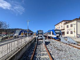 BRB Regional Trains With Day Trippers At Schliersee Station In Bavaria