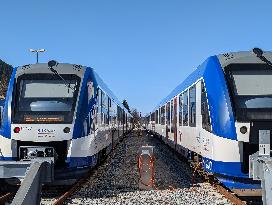 BRB Regional Trains With Day Trippers At Schliersee Station In Bavaria