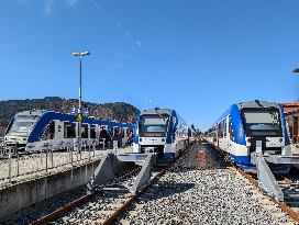 BRB Regional Trains With Day Trippers At Schliersee Station In Bavaria