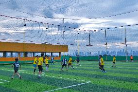 Mini Soccer Field On Building Rooftop In Jakarta