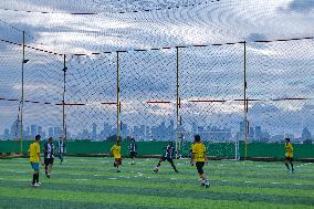 Mini Soccer Field On Building Rooftop In Jakarta