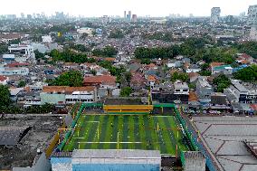 Mini Soccer Field On Building Rooftop In Jakarta