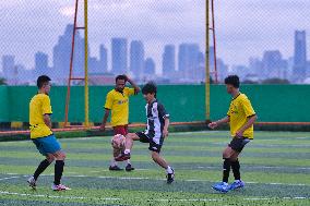 Mini Soccer Field On Building Rooftop In Jakarta