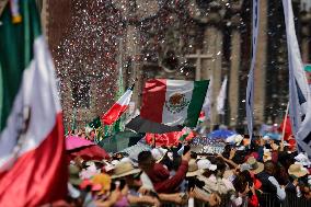 Claudia Sheinbaum, President Of Mexico, Offered A Message At The Zócalo In Mexico City, Where She Presented A Strategy To Streng