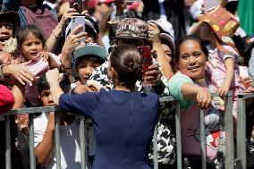 Claudia Sheinbaum, President Of Mexico, Offered A Message At The Zócalo In Mexico City, Where She Presented A Strategy To Streng