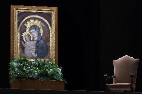 Religion: Cardinal José Tolentino de Mendonca, leads the Rosary for the Pope's health in St. Peter's Square on March 9, 2025