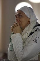 Religion: Cardinal José Tolentino de Mendonca, leads the Rosary for the Pope's health in St. Peter's Square on March 9, 2025