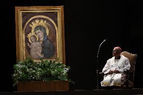 Religion: Cardinal José Tolentino de Mendonca, leads the Rosary for the Pope's health in St. Peter's Square on March 9, 2025