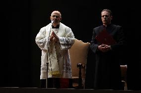 Religion: Cardinal José Tolentino de Mendonca, leads the Rosary for the Pope's health in St. Peter's Square on March 9, 2025