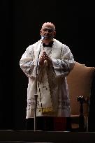 Religion: Cardinal José Tolentino de Mendonca, leads the Rosary for the Pope's health in St. Peter's Square on March 9, 2025