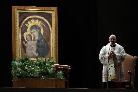 Religion: Cardinal José Tolentino de Mendonca, leads the Rosary for the Pope's health in St. Peter's Square on March 9, 2025