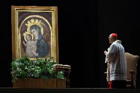 Religion: Cardinal José Tolentino de Mendonca, leads the Rosary for the Pope's health in St. Peter's Square on March 9, 2025