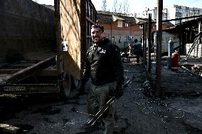 Repairing volunteer workshop in Zaporizhzhia after Russian drone attack