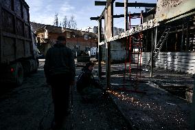 Repairing volunteer workshop in Zaporizhzhia after Russian drone attack