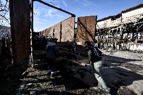 Repairing volunteer workshop in Zaporizhzhia after Russian drone attack