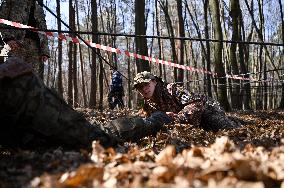 Lviv schoolchildren compete outside Roman Shukhevych Museum