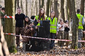 Lviv schoolchildren compete outside Roman Shukhevych Museum