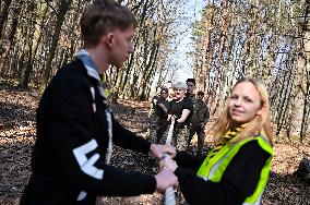 Lviv schoolchildren compete outside Roman Shukhevych Museum