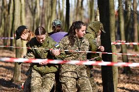 Lviv schoolchildren compete outside Roman Shukhevych Museum