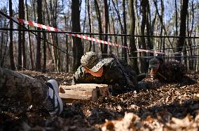 Lviv schoolchildren compete outside Roman Shukhevych Museum