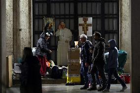 Religion: homeless people live  near St. Peter's Basilica.