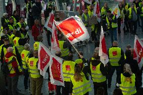 Nationwide Airport Staffs Are On Strike In Duesseldorf Airport