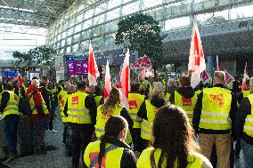 Nationwide Airport Staffs Are On Strike In Duesseldorf Airport