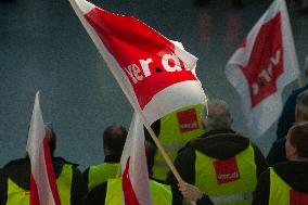 Nationwide Airport Staffs Are On Strike In Duesseldorf Airport