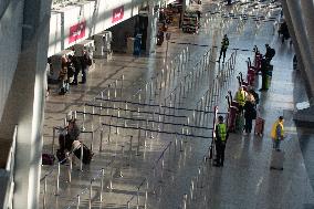 Nationwide Airport Staffs Are On Strike In Duesseldorf Airport