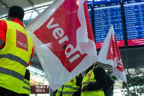 Nationwide Airport Staffs Are On Strike In Duesseldorf Airport