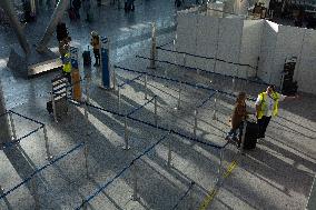 Nationwide Airport Staffs Are On Strike In Duesseldorf Airport