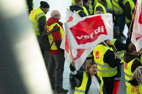 Nationwide Airport Staffs Are On Strike In Duesseldorf Airport