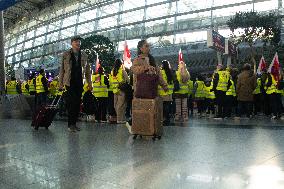 Nationwide Airport Staffs Are On Strike In Duesseldorf Airport