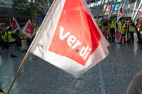 Nationwide Airport Staffs Are On Strike In Duesseldorf Airport