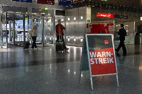 Nationwide Airport Staffs Are On Strike In Duesseldorf Airport