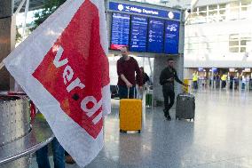 Nationwide Airport Staffs Are On Strike In Duesseldorf Airport