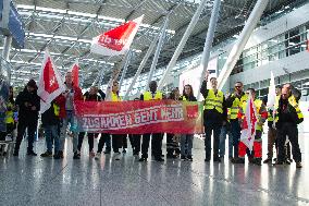 Nationwide Airport Staffs Are On Strike In Duesseldorf Airport