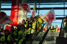 Nationwide Airport Staffs Are On Strike In Duesseldorf Airport