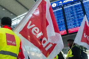 Nationwide Airport Staffs Are On Strike In Duesseldorf Airport