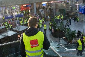 Nationwide Airport Staffs Are On Strike In Duesseldorf Airport